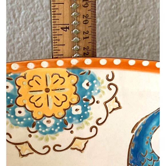 Dutch Wax Peacocks Bowl Handpainted by Coastline Imports 10 Inches - Picture 5 of 12